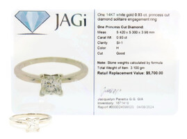 Women's 0.93 Ctw Princess Cut Diamond 14KT White Gold Solitaire Engagement Ring