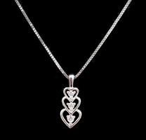 Women's 14KT White Gold (3) Three Heart 0.12 ctw Diamond Journey 18" Necklace 