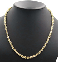 Classic Heavy 10KT Yellow Gold 5.5mm High Shine Rope Chain Necklace 22