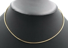 Women's 16" Choker 14KT Yellow Gold Italy 1.8mm Wide Round Omega Necklace 6.8g