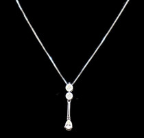 18" 14KT White Gold Round Cut and Teardrop (Pear) Cut Diamond Journey Necklace