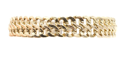 Women's Estate 14KT Yellow Gold Double Link Woven 7" 11.8mm Wide Bracelet 10.7g