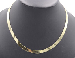 High Shine 14KT Yellow Gold 6.8mm Classic Herringbone Chain Necklace 20 1/4" 16g