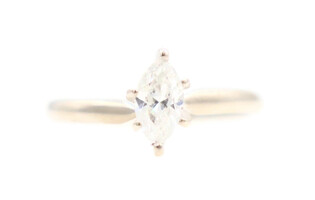 Women's 14KT White Gold 0.53 Ctw Marquise Cut Diamond Solitaire Engagement Ring