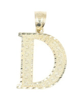 High Shine Diamond Cut 10KT Yellow Gold "D" Initial Necklace Pendant 1.3" - 2.9g