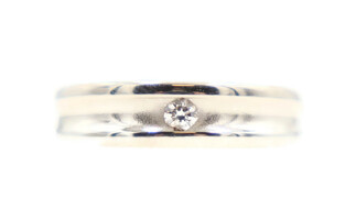14KT White Gold 0.10 Ctw Round Diamond Solitaire Wedding Band Ring Size 9 1/4