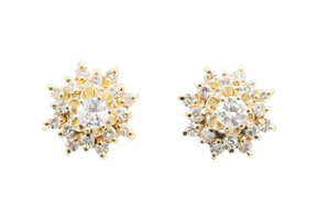0.78 ctw Round Diamond Buttercup Stud Earring with Diamond Earring Jackets 3.0g