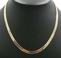 High Shine 14KT Yellow Gold 5.6mm Wide Herringbone Italy Necklace 19.5" - 24.99g