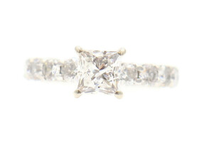 0.95 ctw Princess Cut Diamond 1.85 cttw Diamond 14KT White Gold Engagement Ring