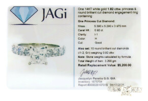 1.82 cttw Princess & Round Brilliant 14KT White Gold Women's Engagement Ring 3g