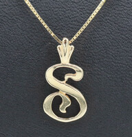High Shine 14KT Yellow Gold "S" Initial Pendant on 14KT Box Chain Necklace 24"