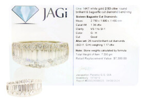 Women's 2.53 Ctw Baguette & Round Cut Diamond 14KT White Gold Statement Ring