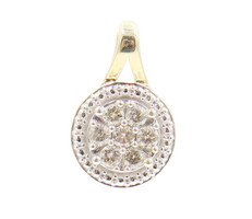 Women's Two Tone 10KT Gold 0.21 ctw Round Diamond Cluster Necklace Pendant 1.5g