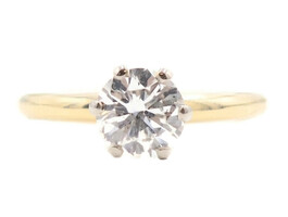 1.0 Ctw Round Diamond Solitaire by Jabel 18KT Yellow Gold Engagement Ring Size 5