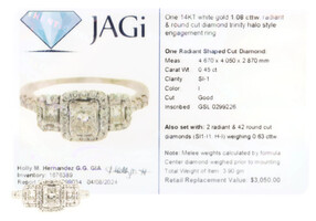 1.08 Ctw Radiant & Round Cut Diamond 14KT Gold Trinity Halo Engagement Ring