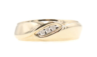 10KT Yellow Gold 0.09 Ctw Round Diamond Diagonal Wedding Band Ring by Keepsake