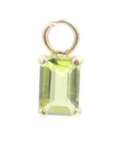 Small Dainty 0.60 ctw Emerald Cut Peridot Solitaire 14KT Yellow Gold Pendant 