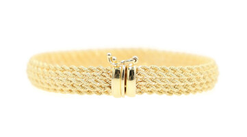 Women's Heavy 14KT Yellow Gold 5 Strand Braided Rope Bracelet 7" - 19.0 Grams