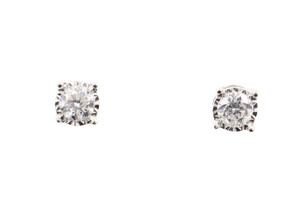 0.22 ctw Round Lab Created Diamond Solitaire Stud Earrings In 10KT White Gold 