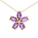 0.40 ctw Purple Amethyst & Diamond Accent 10KT Gold Flower Pendant Necklace 1.3g