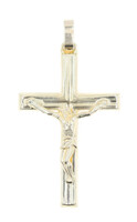 Classic 10KT Yellow Gold High Shine Crucifix Cross Necklace Pendant 2.1" - 4.40g