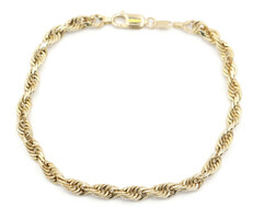 Classic 14KT Yellow Gold 5.2mm Wide Rope Chain Men's Large Bracelet 9 1/4