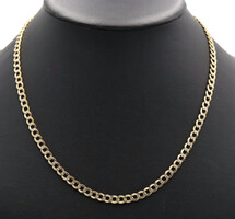 High Shine Two Tone 10KT Gold 5.1mm Flat Curb Link Necklace 20 1/4" - 9.02 Grams