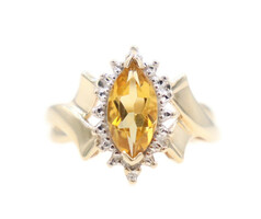Women's 0.68 Ctw Marquise Cut Citrine & Round Diamond 10KT Gold Ring by LGL