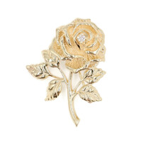 Tiffany & Co. Estate 14K Yellow Gold 3D Rose Flower Brooch 0.04 ctw Diamond 8.3g