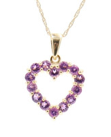 Women's 10KT Gold 0.90 ctw Round Purple Amethyst Heart Pendant on 18" Necklace