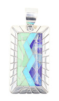 Carolyn Pollack Relios Multi-Stone Mosaic Inlay Sterling Silver 925 Pendant 2.7"