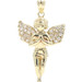 10KT Yellow Gold Medium Baby Cherub Angel Round Cubic Zirconia 35.5mm Pendant