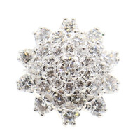 Estate 3.90 ctw Round Diamond Flower Cluster Cocktail Ring in 14KT White Gold 