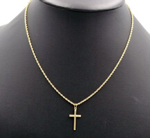 14KT Yellow Gold 18" Rope Necklace with 26.5mm Yellow Gold Cross Pendant - 4.54g
