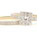 1.25 ctw Princess & Round Diamond Square Halo 14KT Yellow Gold Wedding Ring Set