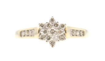 Estate 0.47 Ctw Round Diamond 10KT Yellow Gold Star Shaped Cluster Ring Size 10