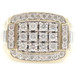 Men's Two Tone 1 1/2 TW Round Diamond Ribbed 16.6mm Wide 10KT Gold Cluster Ring