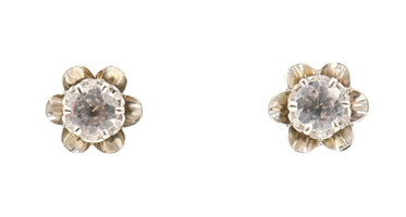 1.80 ctw Round Cubic Zirconia (CZ) in 14KT White Gold Buttercup Stud Earrings 