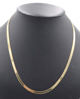 Estate 14KT Yellow Gold Herringbone 4.5mm Wide High Shine 22 1/4" Necklace 10.6g