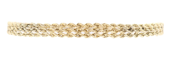 Women's 14KT Yellow Gold 3 Strand Braided 5.6mm Rope Bracelet 7" - 7.10 Grams