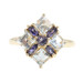 Women's Square Cluster Dark Purple & Light Blue Cubic Zirconia 10KT Gold Ring