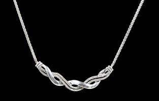 0.46 ctw Round Diamond Layered Braid Sterling Silver (925) 17 3/4" Necklace 