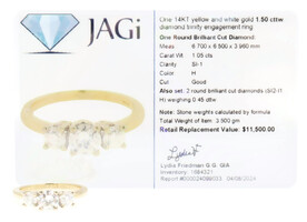 Past, Present Future 1.50 Ctw Round Cut Diamond 14KT Yellow Gold Engagement Ring