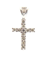 Women's Dainty 0.15 ctw Round Diamond 10KT White Gold Cross Necklace Pendant 