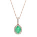 0.64 ctw Oval Cut Green Emerald & 0.12 ctw Diamond 18" 14KT Rose Gold Necklace