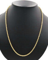 Classic 14KT Yellow Gold 3.8mm Wide High Shine Rope Chain Necklace 23.5" - 6.96g