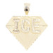 High Shine 10KT Yellow Gold Diamond Shaped "Ice" Necklace Pendant 2.1" - 9.35g