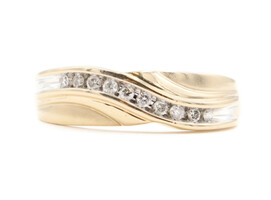 Men's 10KT Yellow Gold Diagonal 6.6mm 0.20 ctw Round Diamond Wedding Band Ring