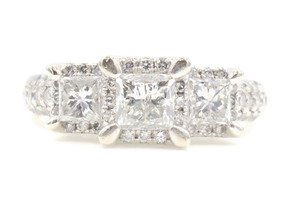 1.55 Ctw Princess & Round Diamond 14KT White Gold PPF Halo Engagement Ring ZEI