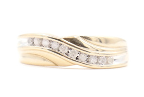 Men's 10KT Yellow Gold Diagonal 6.6mm 0.25 ctw Round Diamond Wedding Band Ring